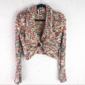 Free People Multicolored Crop Cardigan Sweater